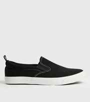 New Look Black Canvas Slip On Trainers